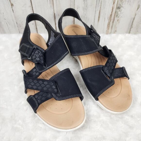Croft & Barrow Pitch Black Velcro Sport Sandals Size 9.5 - Picture 1 of 10